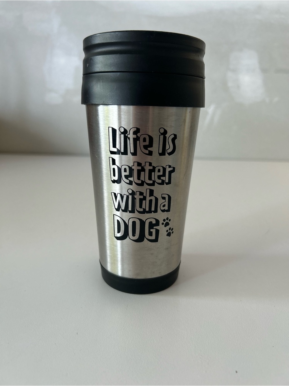 Stainless Steel 'Life is Better With a DOG' Travel Mug